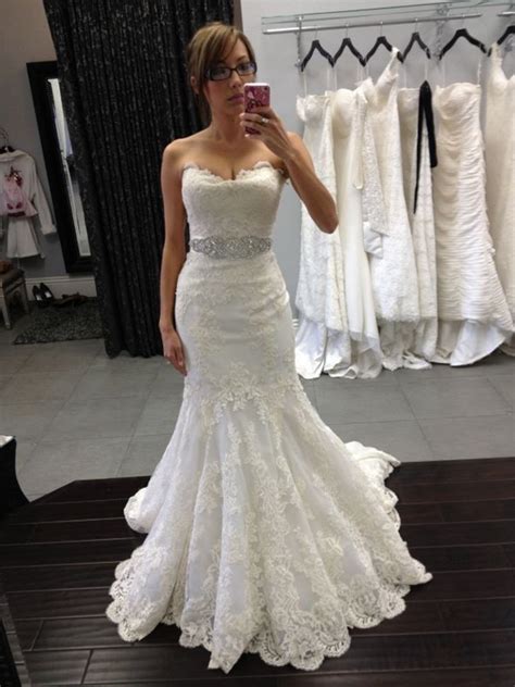 White Lace Mermaid Sweetheart Strapless Wedding Dress With Beaded