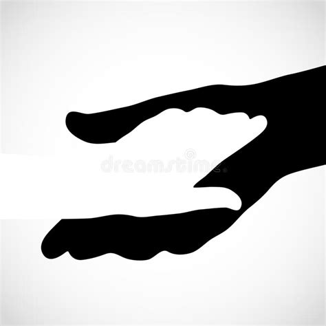 Black Color Big Hand And White Small Hand Vector Concept Help Stock