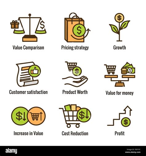 Competitive Pricing Icon Set W Growth Profitability And Worth Stock