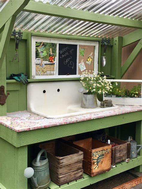 Pin By Leanne Carroll On Potting Bench Garden Sink Shed