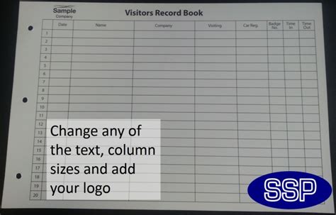 personalised visitor record book  fire register ssp print factory