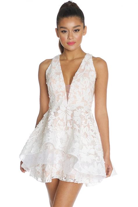 Elegant White Lace Layered Ruffle Dress Edite Mode