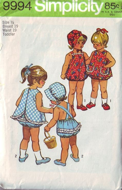 Simplicity 9994 Vintage 70s Baby Playsuit Pinafore By Vintagevice