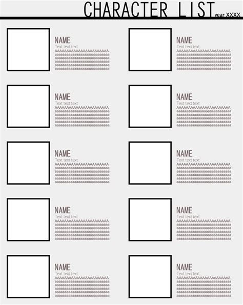 Template: Character List type A by 4thsquad.deviantart.com | Creative ...