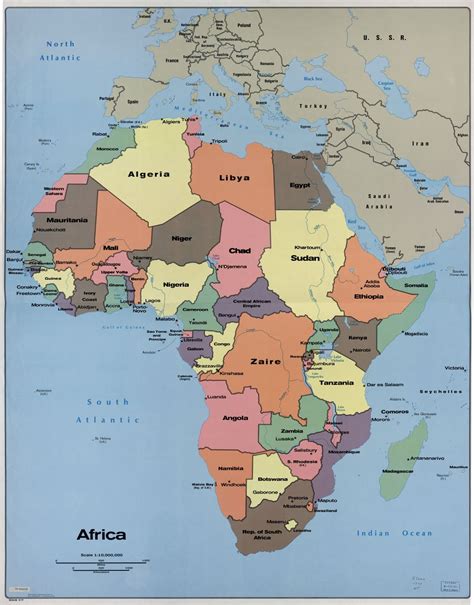 In High Resolution Detailed Political Map Of Africa With The Marks Of