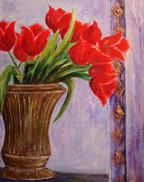 Paintings Of Tulips In A Vase