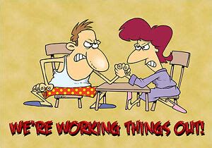 Magnet Humor Fridge Husband Wife Working Things Out Arm Wrestle Ebay