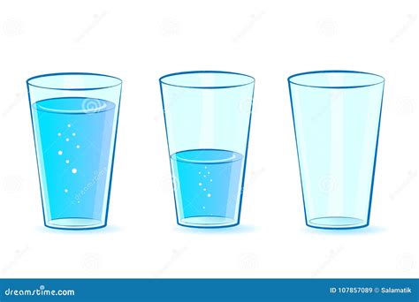 Glasses Set For Water Glasses Full Empty Half Filled With Water