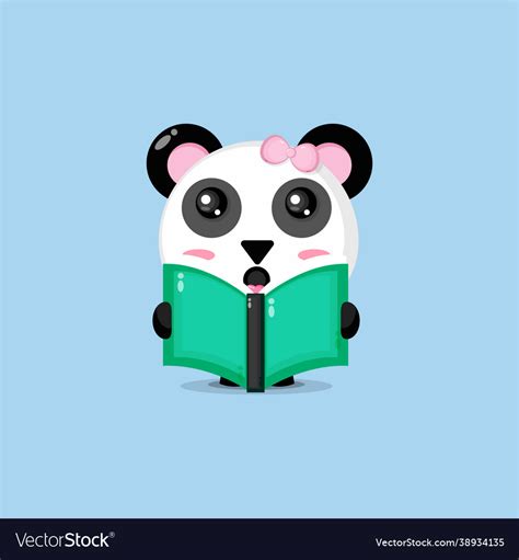 Cute Panda Is Reading A Book Royalty Free Vector Image