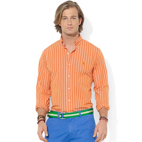 Lyst Polo Ralph Lauren Custom Fit Striped Poplin Sport Shirt In