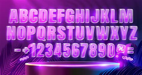 Neon Font Color Purple Glowing Letter Retro Font Futuristic Alphabet