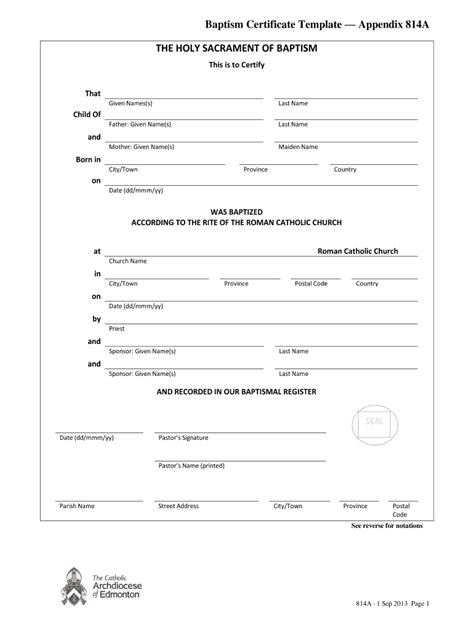 Baptism 2013 2024 Form Fill Out And Sign Printable Pdf Template