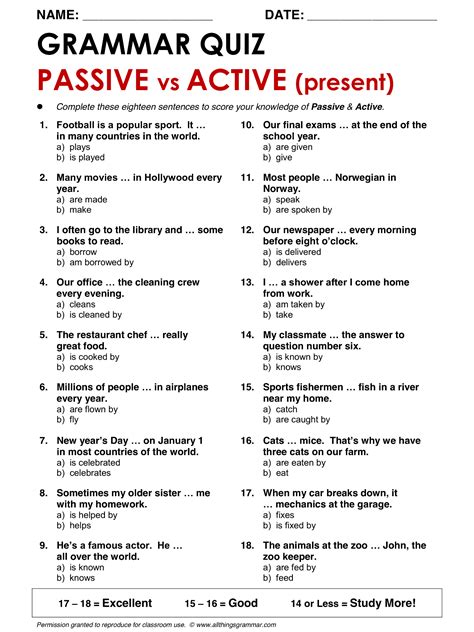 English Grammar Passive Vs Active