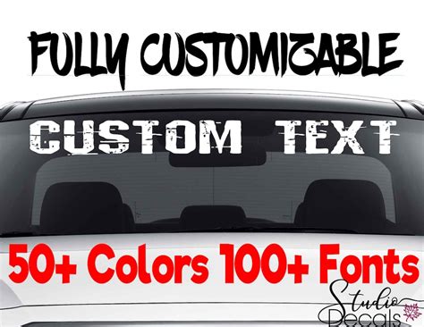 Custom Windshield Decals Word And Number Car Truck Window Etsy