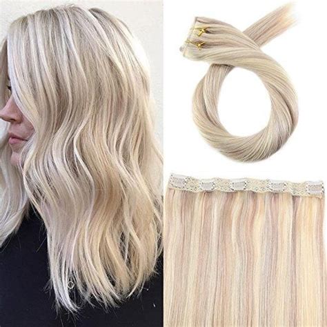 Moresoo One Piece Clip In Piano Color Ash Blonde 18 Highlighted With