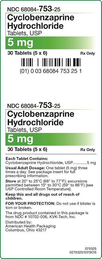 Cyclobenzaprine Hydrochloride American Health Packaging Fda Package