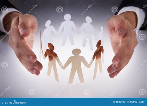 Paper Cut Into People Hold Their Hands Connected Royalty Free Stock