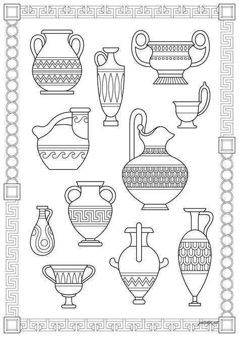 Vasos gregos Grécia antiga Desenhos para colorir para adultos