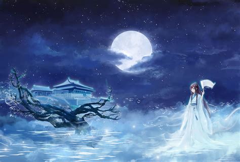 Wallpaper Fantasy Art Fantasy Girl Night Moon Anime