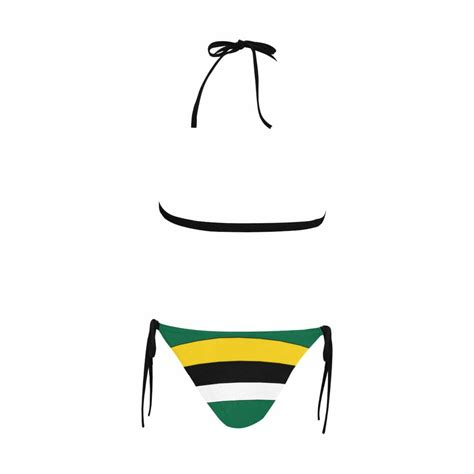 dominica flag sexy halter bikini swimsuit front buckle caribbean kulture creations