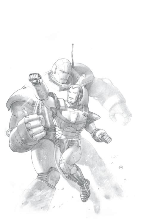 Iron Man Vs Iron Monger Pencils In Stephane Rouxs Heroes Comic Art