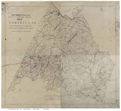 Campbell County Virginia 1864 Old Map Reprint Old Maps