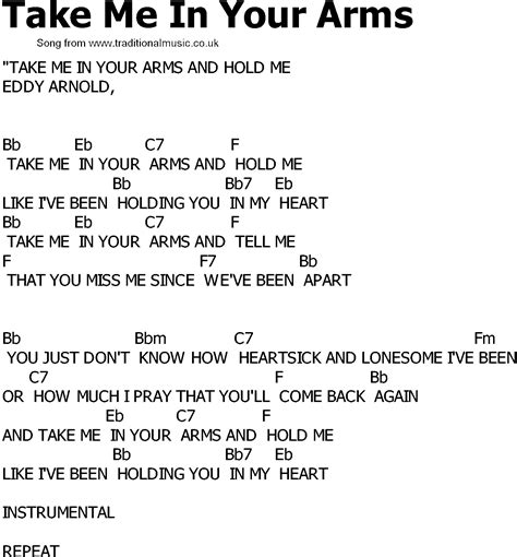 Old Country Song Lyrics With Chords Take Me In Your Arms