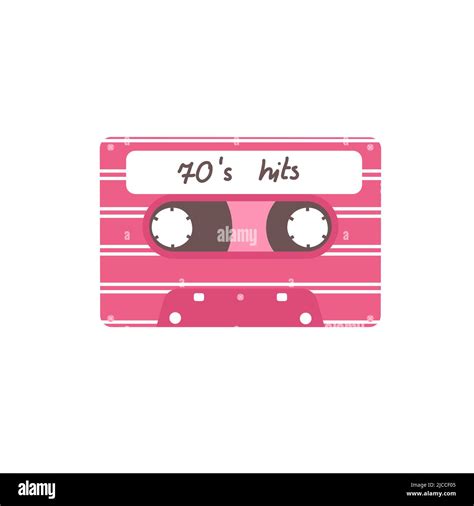 Retro Cassette Tape With 70s Hits Isolated On White Vector Vintage Cassette Stock Vector