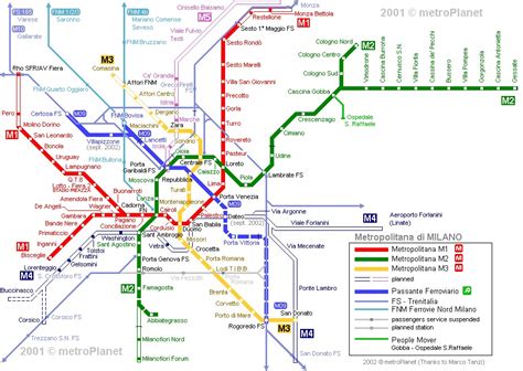 Mappa Della Metropolitana Di Milano