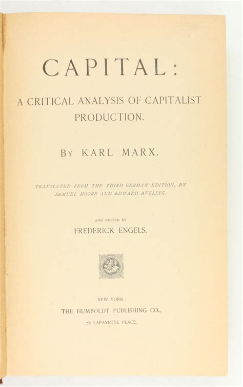 capital critical analysis of capitalist production translated from the third german edition