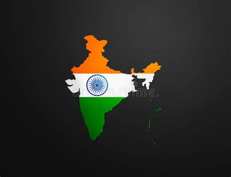 India Map With India Flag On Black Background Illustration Stock
