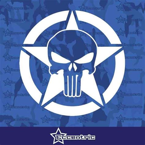 Punisher Skull Us Army Star Sticker Sniper Decal Made In Usa Truck