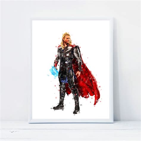 Thor Print Avengers Watercolor Superhero Thor Illustration Etsy