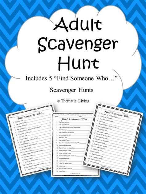 5 Adult Scavenger Hunts Find Someone Who Printable Etsy Adult Scavenger Hunt Scavenger