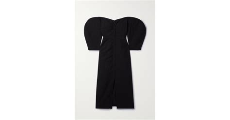 Mara Hoffman Net Sustain Leonara Off The Shoulder Lyocell And Linen Blend Midi Dress In Black