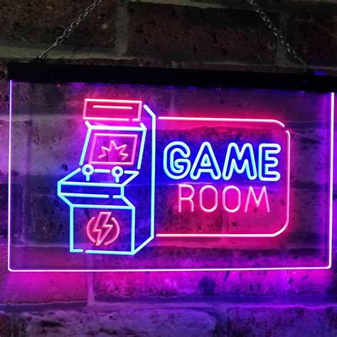 game room arcade tv man cave bar club dual color led neon sign st6 j2850 wish in 2021 arcade