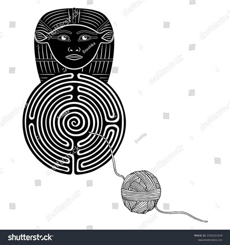 Round Spiral Maze Labyrinth Symbol Head Stock Vector Royalty Free