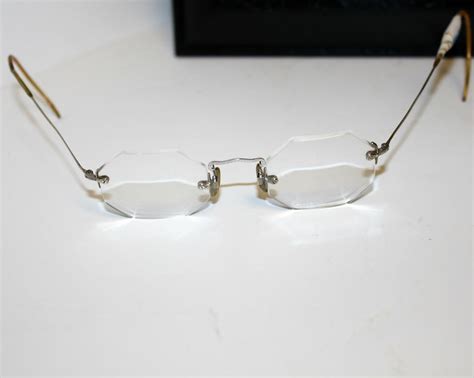 Vintage Rimless Eyeglasses Octagon Silver Tone Small Size Etsy