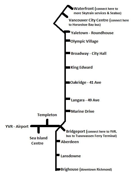 Vancouver Airport Skytrain Map Yvr Skytrain To Downtown Vancouver