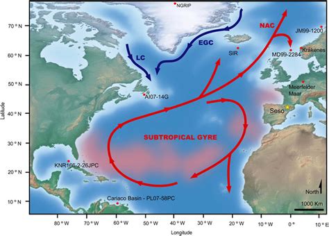 Schematic Map Showing North Atlantic Surface Circulation With Location