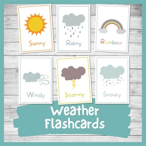 Beautiful Printable Weather Flashcards For Kindergarten And Preschool