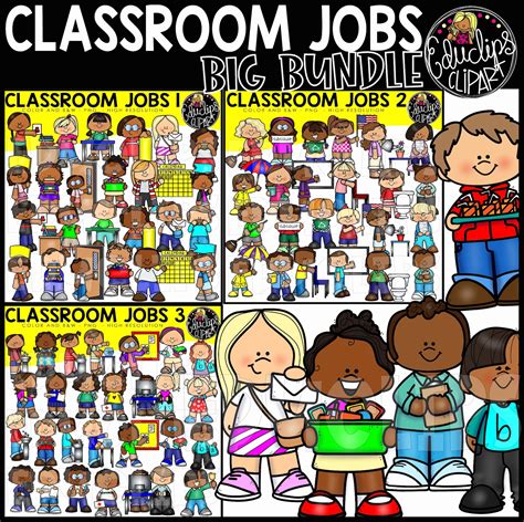 Classroom Jobs Clip Art Big Bundle Color And Bandw Edu Clips