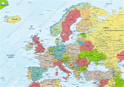 European Political Map Color 2018