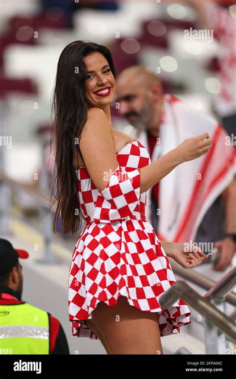 a croatia supporter and model ivana knoll in the stands before the fifa world cup group f match