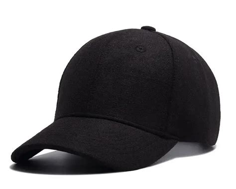 Black Wool Baseball Caps Blank Woolen Felt Hiphop Hat Bone Snapback Cap
