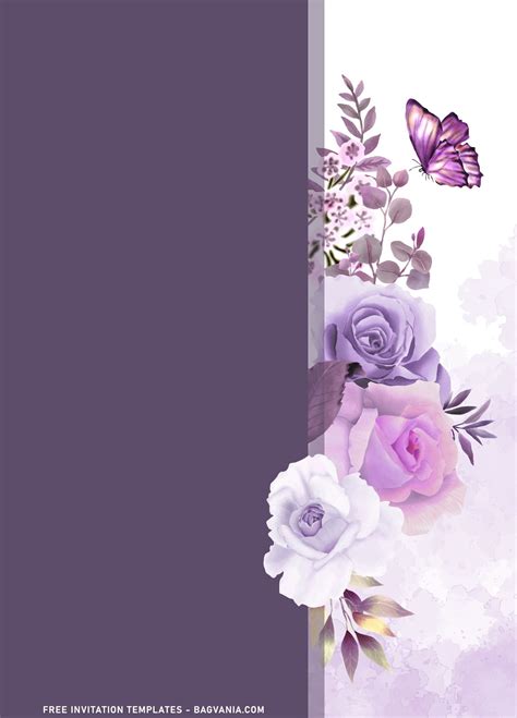 Invitations Instant Downloadvrd166tfs Butterflies Blush Purple Floral