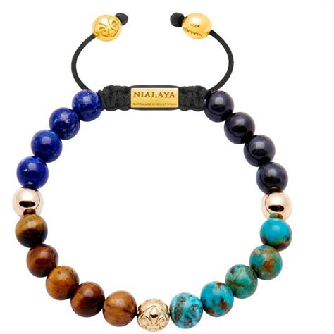 Men S 14k Gold Collection Blue Lapis Tiger Eye Bali Turquoise And