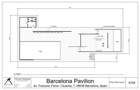 Barcelona Pavilion Plan With Dimensions Richard H Fung Barcelona