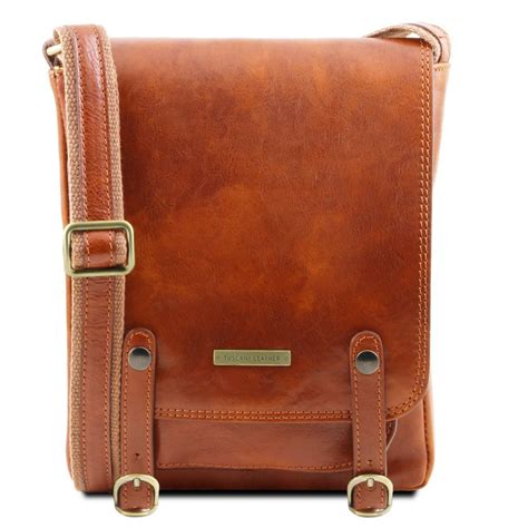 Roby Leather Crossbody Bag For Men With Front Straps Closure Zip