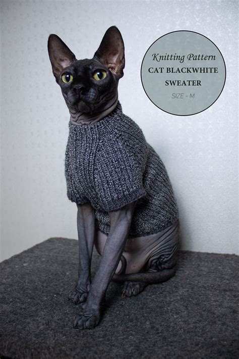 Cat Blackwhite Sweater Size M Knitting Pattern Pdf The Etsy In 2020